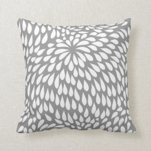 Coussin Fleur moderne de Paisley dans gris et blanc