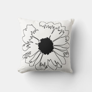 Coussin Fleur noir et blanc