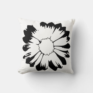 Coussin Fleur noir et blanc