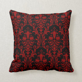 Coussin Fleur noire et rouge Damas