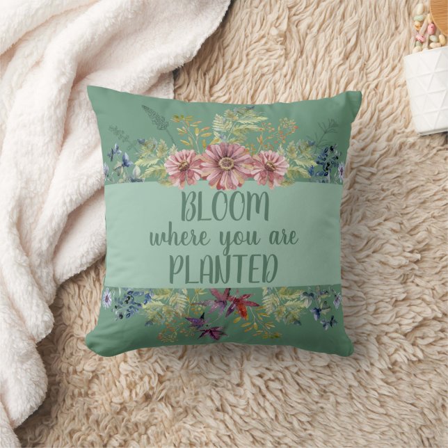 Coussin Fleur où vous avez planté Flore verte (Couverture)