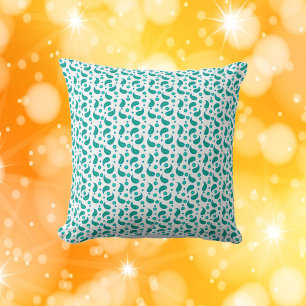 Coussin Fleur Paisley à pois motif vert bleu