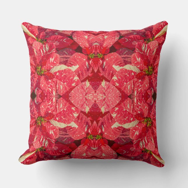 Coussin Fleur plante rouge Poinsettia (Recto)