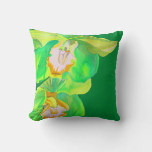 Coussin Fleur pop art orchidée moderne en vert