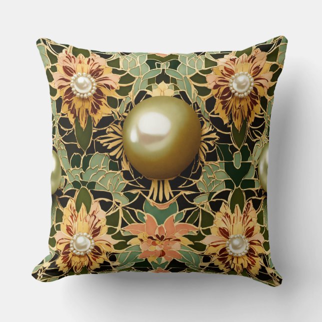 Coussin Fleur radiante : Carrelage Art Déco Pearl de la me (Recto)