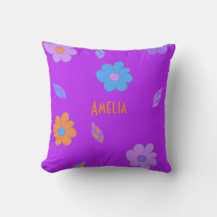 Coussin Fleur Retro de filles jolies et colorées