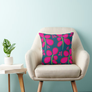 Coussin Fleur rose aquarelle