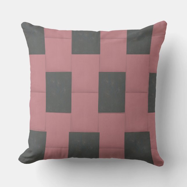 Coussin Fleur rose Checker Abstrait (Recto)