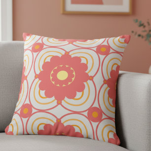 Coussin Fleur Rose Corail