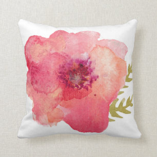 Coussin Fleur rose d'aquarelle