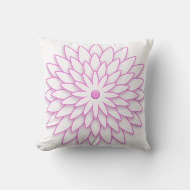 Coussin Fleur rose géométrique abstraite (Recto)