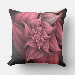 Coussin Fleur rose impressionnant Fractale