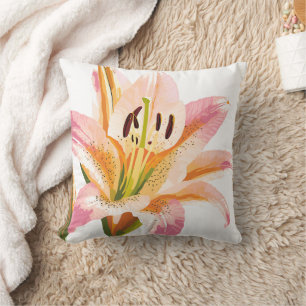 Coussin Fleur Rose Lily   Belle Peinture
