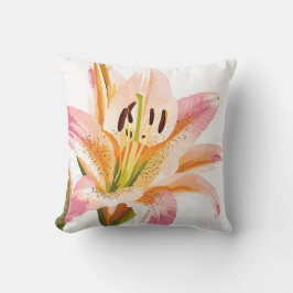 Coussin Fleur rose Lily | Belle peinture