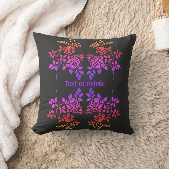 Coussin Fleur Rose tendue Couleurs Abstraites Personnalisé (Couverture)