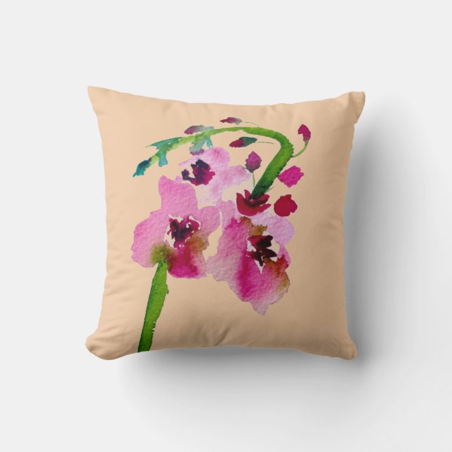 Coussin Fleur rose Verbascum art floral (Recto)