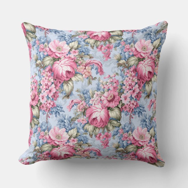 Coussin Fleur rose vintage (Recto)