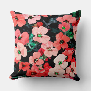 Coussin Fleur rouge aquarelle