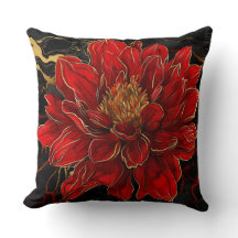Fleur rouge avec or et noir