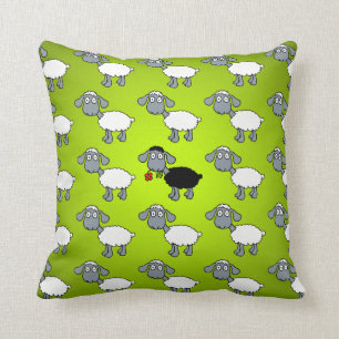 Coussin Fleur rouge de l'agneau à mouton noir en vert d'