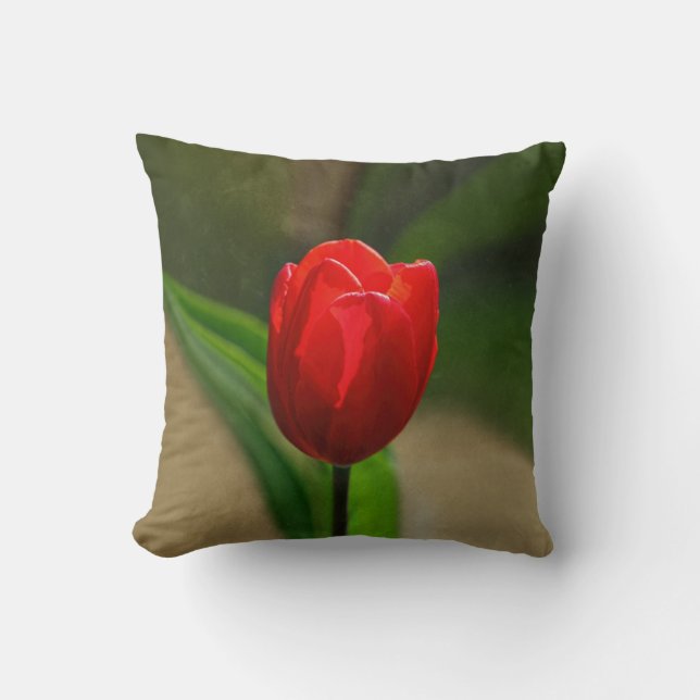 Coussin Fleur rouge de ressort de tulipe (Recto)