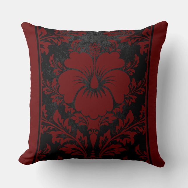 Coussin Fleur rouge et noire élégante (Recto)