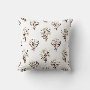 Coussin Fleur sauvage aquarelle neutre