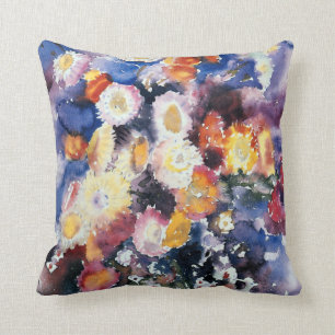 Coussin Fleur sauvage, aquarelle pastel