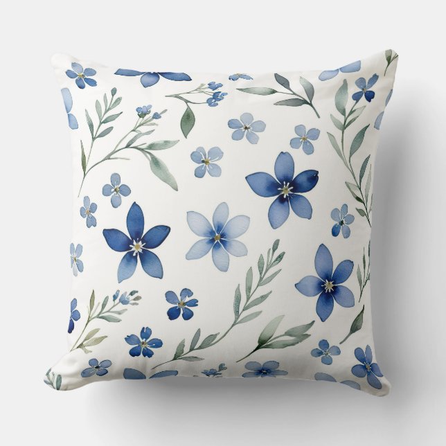 Coussin Fleur sauvage bleu (Recto)