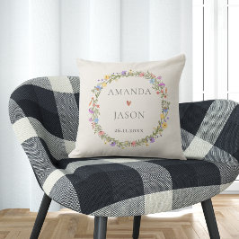 Coussin Fleur sauvage bleu bleu jaune rose couronnes flora