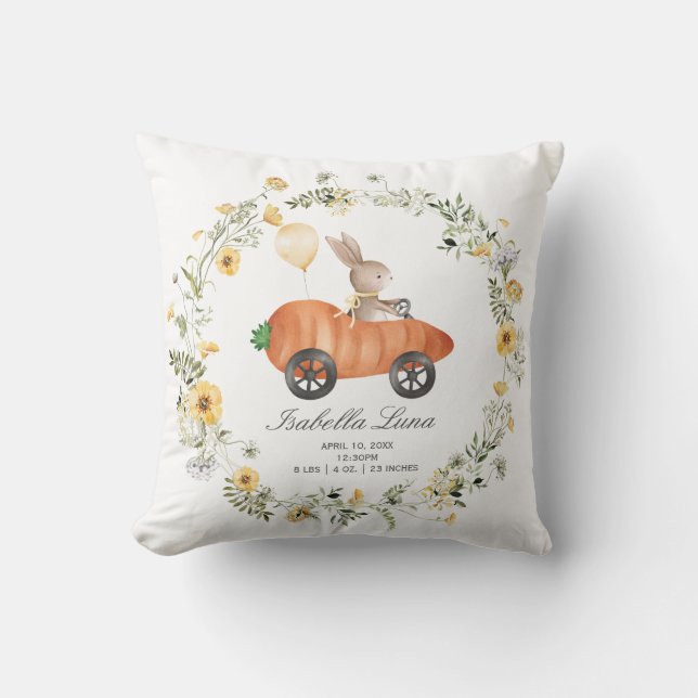 Coussin Fleur sauvage de printemps lapin lapin nouveau-né  (Recto)