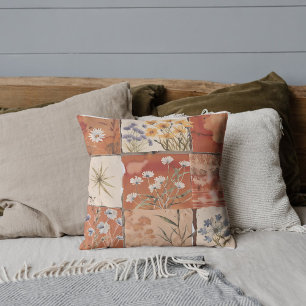 Coussin Fleur sauvage en terre cuite Boho Patchwork Ressor