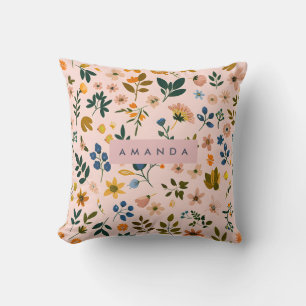 Coussin Fleur Sauvage Ludique Personnalisée en Pêche