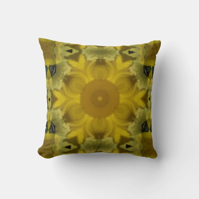 Coussin Fleur soleil éclate dorée (Recto)