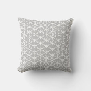 Coussin Fleur stylisée de la vie sur gris clair