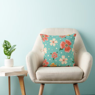 Coussin Fleur tropical bleu