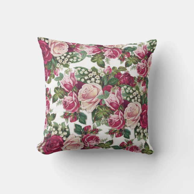 Coussin Fleur vintage couleur violet rose pâle (Recto)