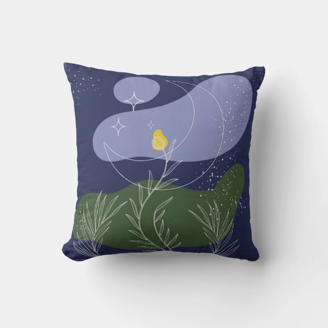 Coussin Fleur Zen contre ciel étoilé (Recto)
