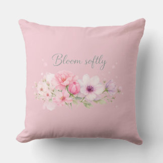 Coussin Fleurir doucement – Fleurs aquarelles pastel