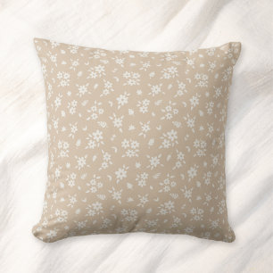 Coussin Fleuris Ditsy Neutres Douces Pâles Tannées Taupe