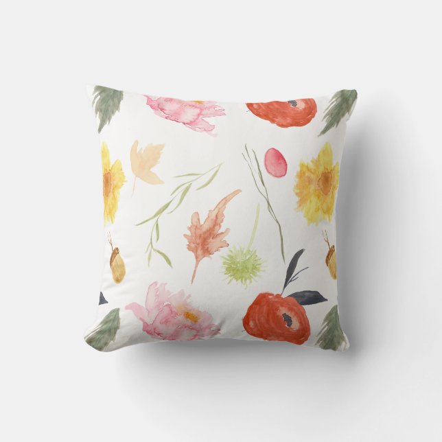 Coussin Fleurs à l'aquarelle (Recto)