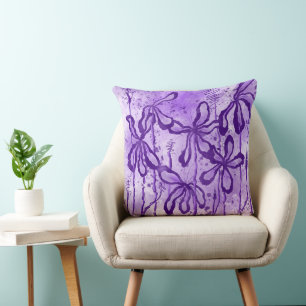 Coussin Fleurs Abstraites Encaissées Lys pourpres