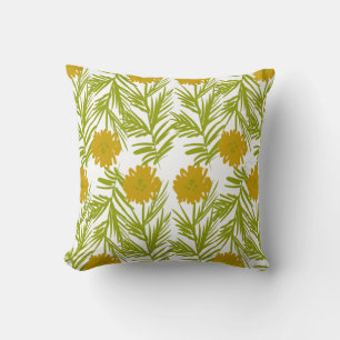 Coussin Fleurs Abstraites Jaunes de Jardin Dessinées à la