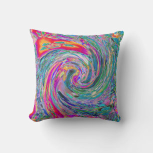 Coussin Fleurs Abstraites Vagues de Couleurs de Psychédéli
