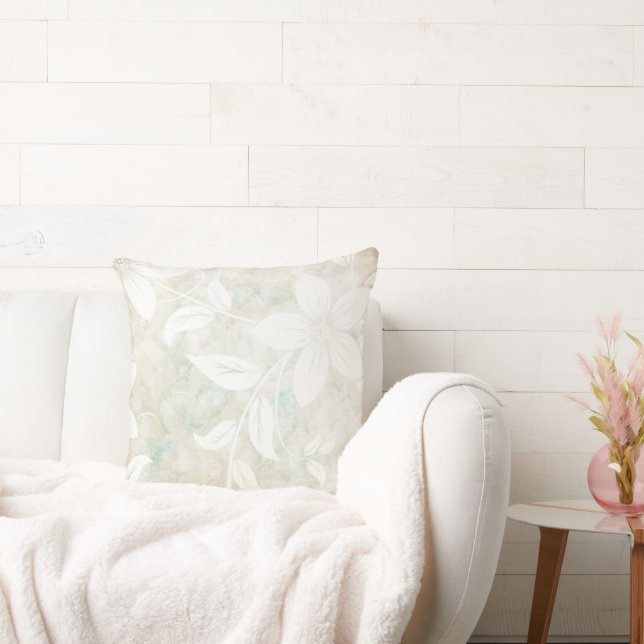 Coussin Fleurs anciennes Crème blanche (Canapé)