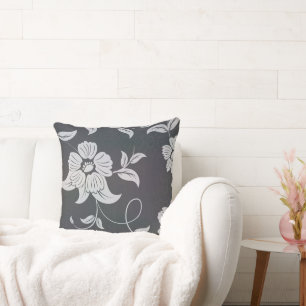 Coussin Fleurs anciennes gris