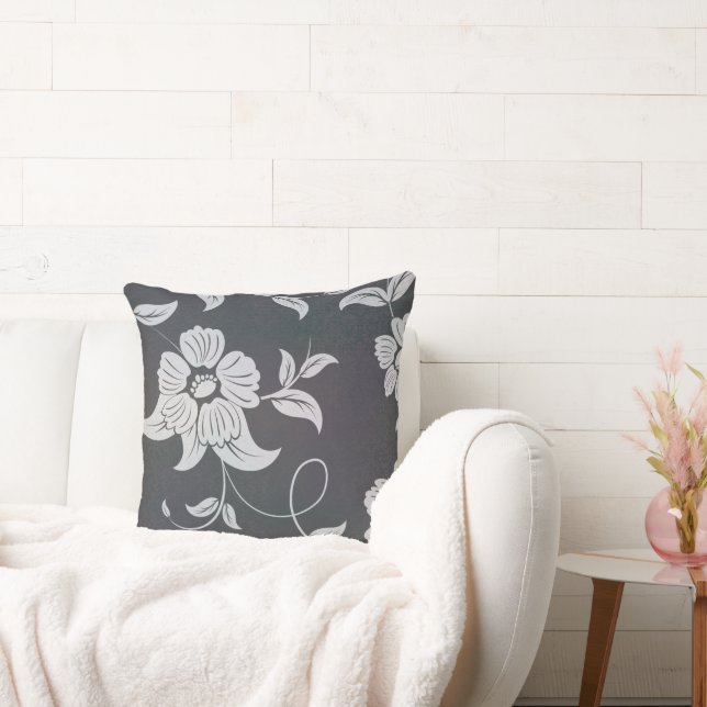 Coussin Fleurs anciennes gris (Canapé)