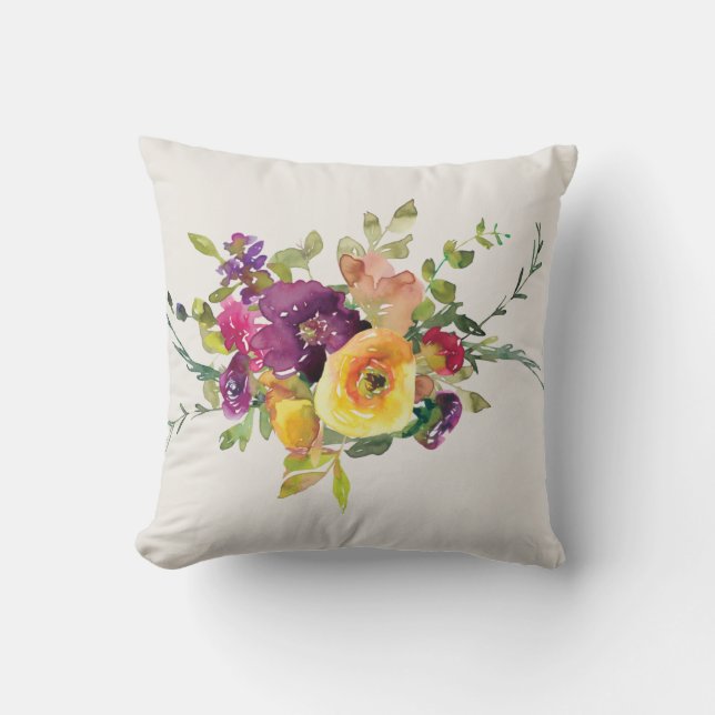 Coussin Fleurs aquarelles (Recto)