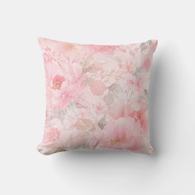 Coussin Fleurs aquarelles Blush Bloom (Recto)