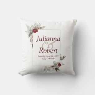 Coussin Fleurs aquarelles rouges et brumeuses jet de maria